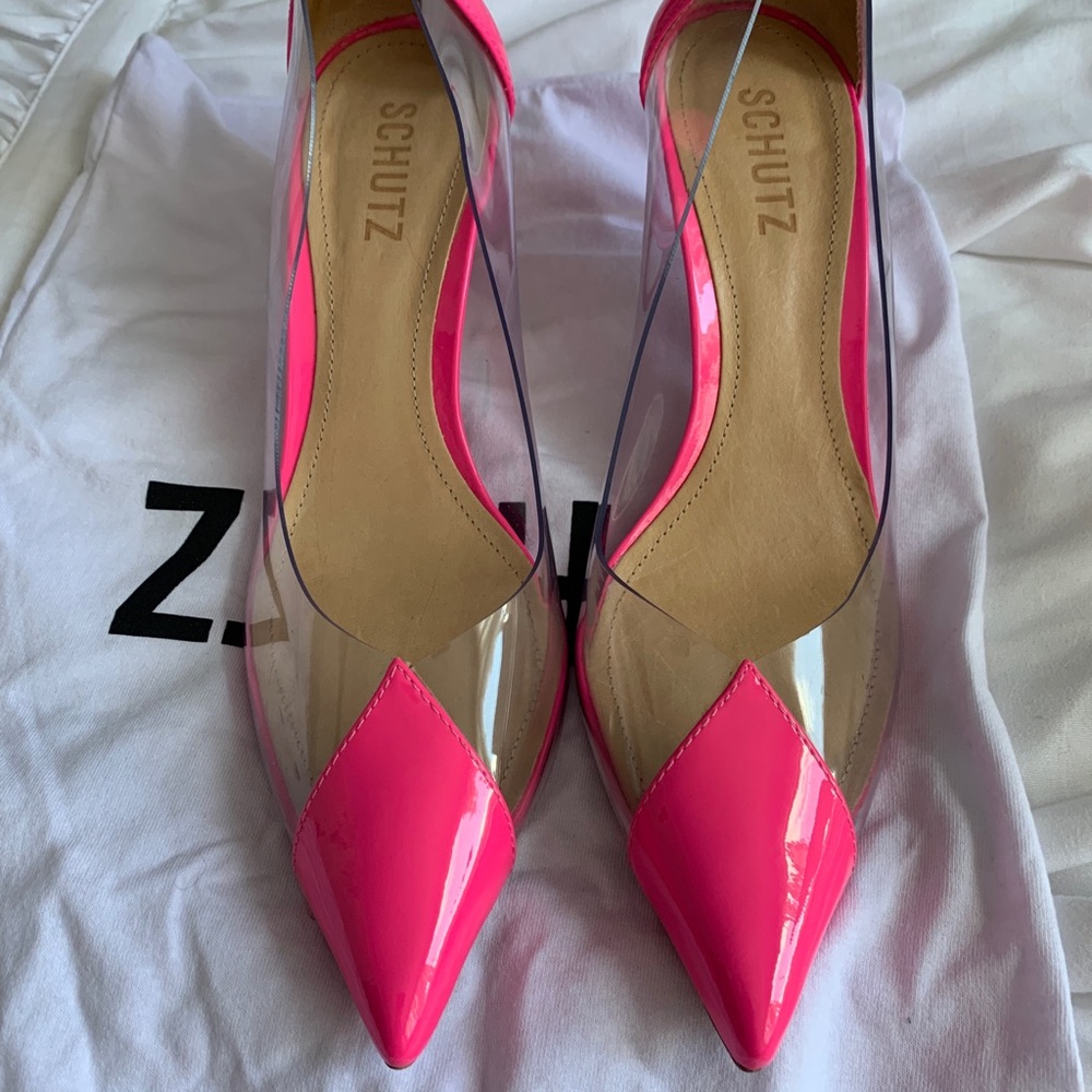 Schutz Garthy Transparent Pump Neon Pink